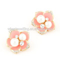 Korean sweet flower pearl earring stud fingernail earring posts